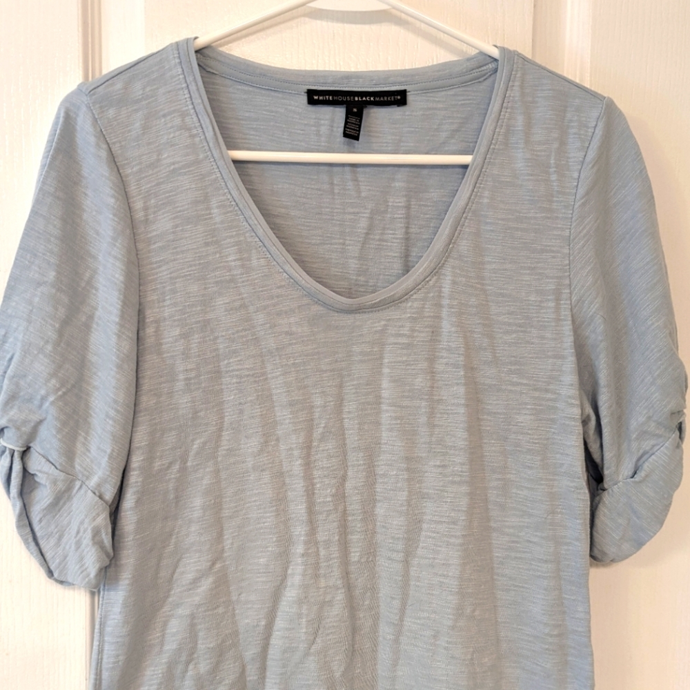 WHBM Blue Puff Sleeve Shirts Sz S
